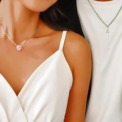 Heart and Sword Necklace Set