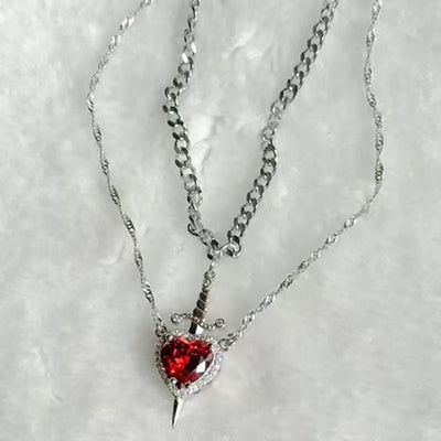 Heart and Sword Necklace Set
