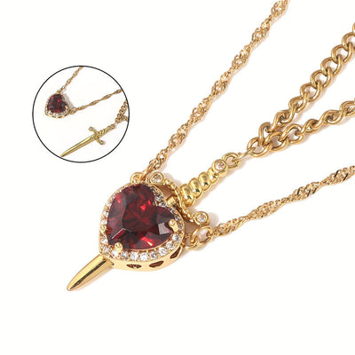 Heart and Sword Necklace Set