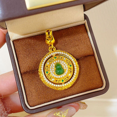 Filigree peace buckle gourd compass necklace