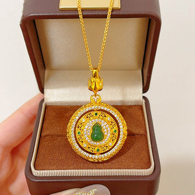 Filigree peace buckle gourd compass necklace