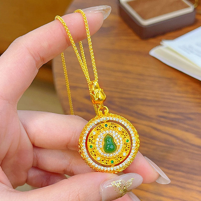Filigree peace buckle gourd compass necklace