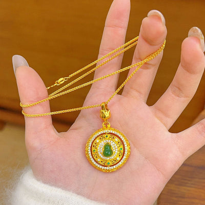 Filigree peace buckle gourd compass necklace