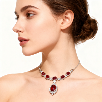 925 Silver Red Agate Necklace