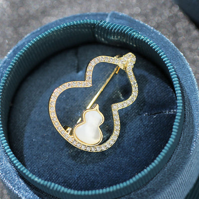 Double layer gourd natural shell brooch