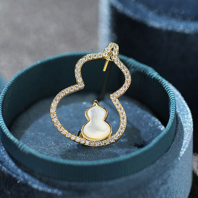 Double layer gourd natural shell brooch