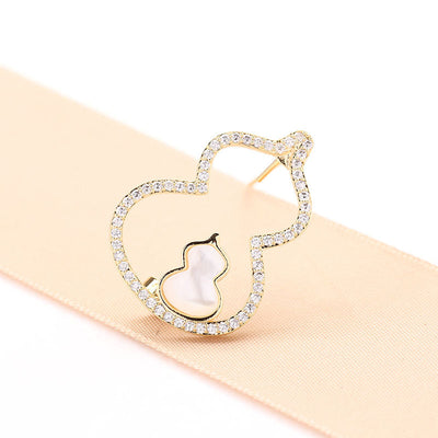 Double layer gourd natural shell brooch