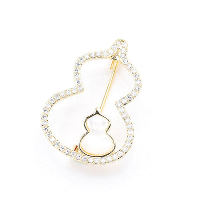 Double layer gourd natural shell brooch