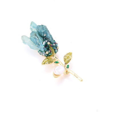 Flower natural crystal brooch