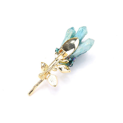 Flower natural crystal brooch