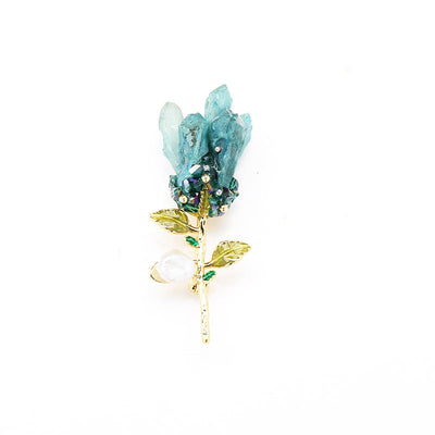 Flower natural crystal brooch