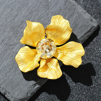 Floral natural crystal brooch