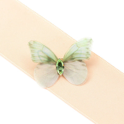Gossamer butterfly natural crystal brooch
