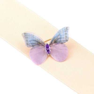 Gossamer butterfly natural crystal brooch