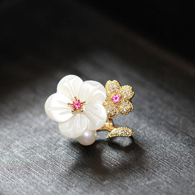 Plum Blossom Natural Fritillaria Brooch