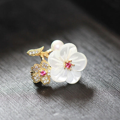 Plum Blossom Natural Fritillaria Brooch