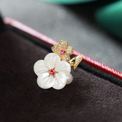 Plum Blossom Natural Fritillaria Brooch