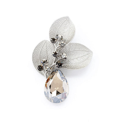 Leaf natural crystal brooch