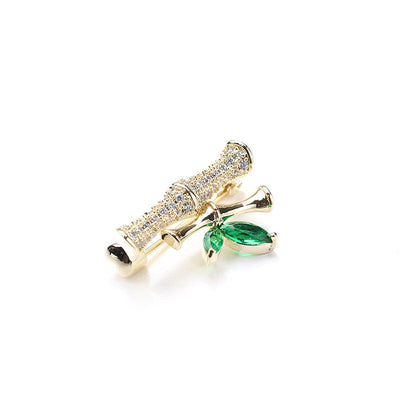 Micropaved zirconia bamboo brooch