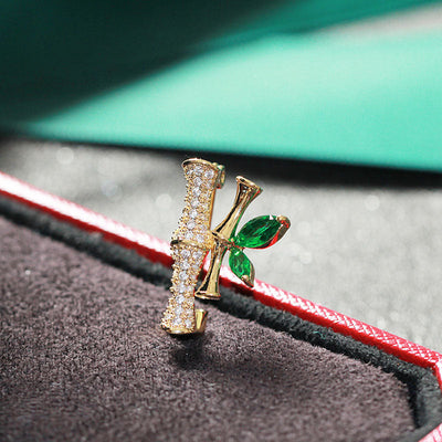 Micropaved zirconia bamboo brooch