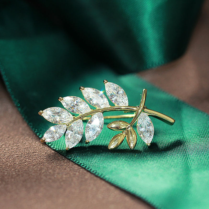 Double leaf branch brooch