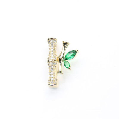 Micropaved zirconia bamboo brooch