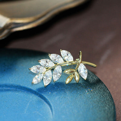 Double leaf branch brooch