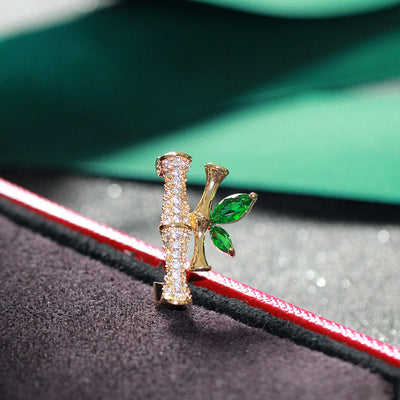 Micropaved zirconia bamboo brooch