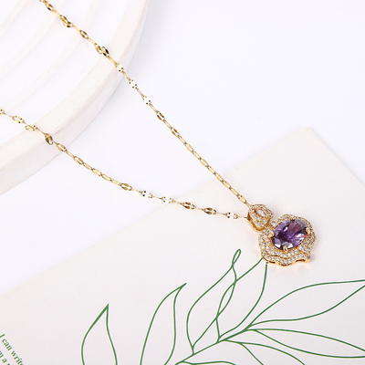 Lucky peach natural crystal necklace