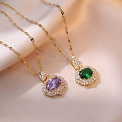 Lucky peach natural crystal necklace