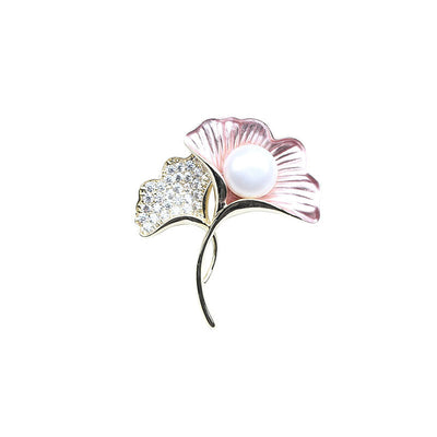 Ginkgo Leaf Natural Freshwater Pearl Brooch