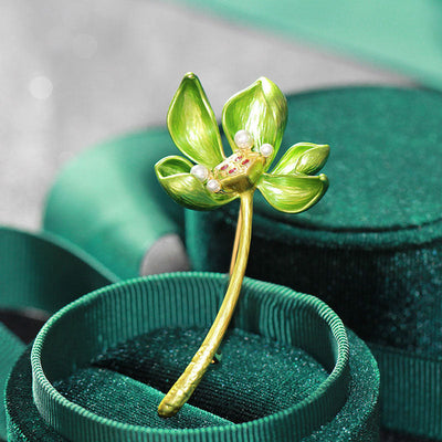 Three-dimensional lotus brooch