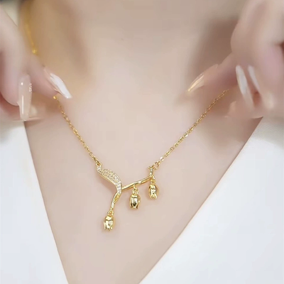 Lily of the valley leaf pendant necklace