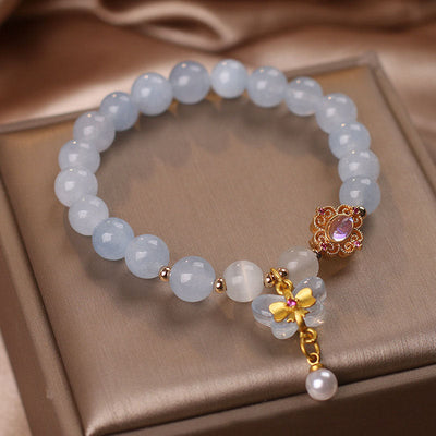 Bow Natural Emerald Jade Stone Bracelet