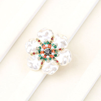 Natural Baroque Pearl Flower Brooch