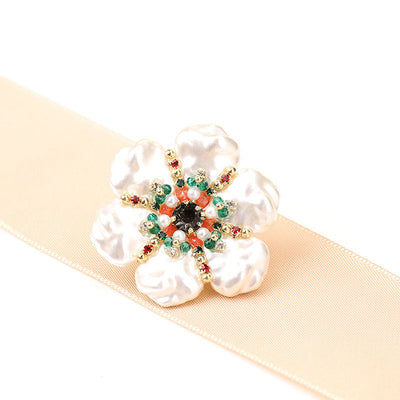 Natural Baroque Pearl Flower Brooch