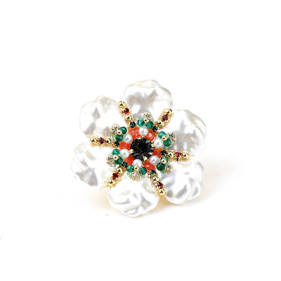 Natural Baroque Pearl Flower Brooch