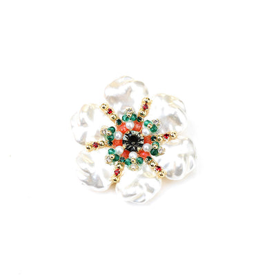 Natural Baroque Pearl Flower Brooch