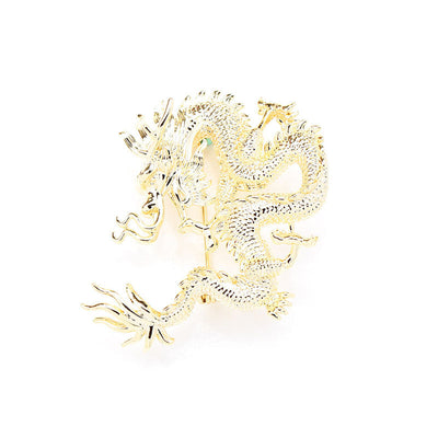 Flying golden dragon brooch