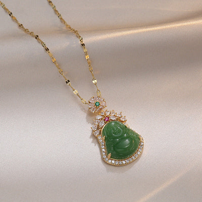 Buddha Emerald Jade Stone Necklace