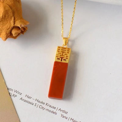 Double Happiness•S925 Sterling Silver Emerald Jade Stone Necklace