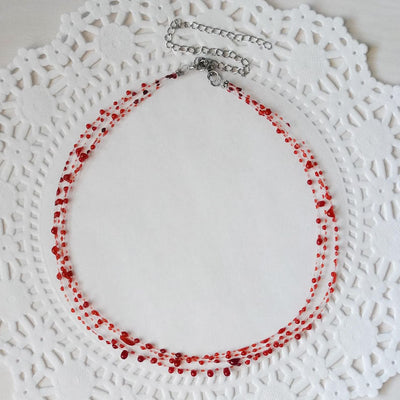 Blood Red Minimalist Necklace Bracelet