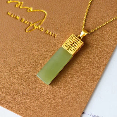Double Happiness•S925 Sterling Silver Emerald Jade Stone Necklace