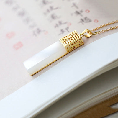 Double Happiness•S925 Sterling Silver Emerald Jade Stone Necklace