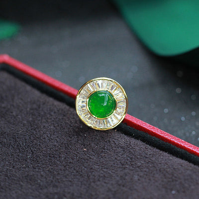 Green wavy edge small collar pin