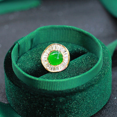 Green wavy edge small collar pin