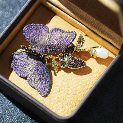 Butterfly natural freshwater pearl brooch