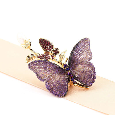 Butterfly natural freshwater pearl brooch