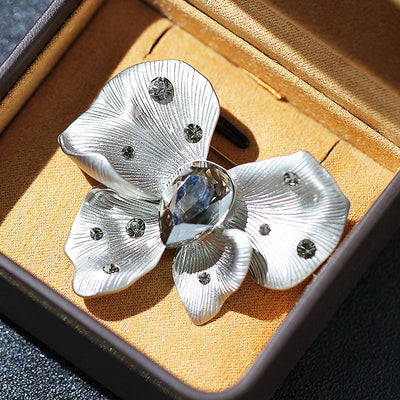 Butterfly natural crystal brooch