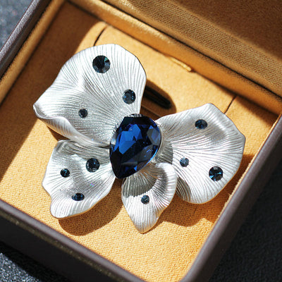 Butterfly natural crystal brooch